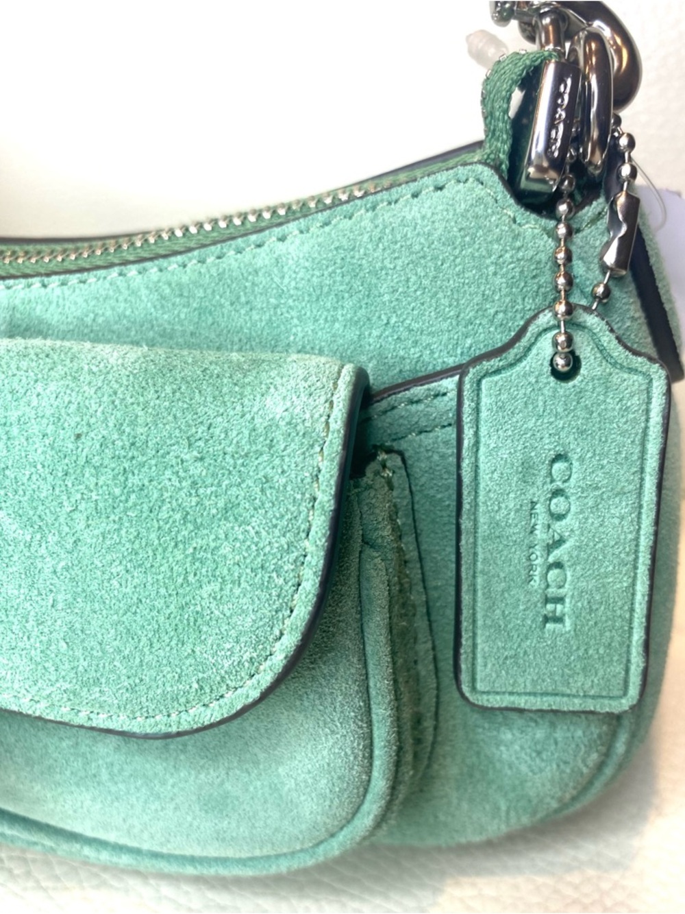 Coach Suede Soho Mini Shoulder Bag Baguette Leather Trim + Crossbody CDB12 Style - Picture 9 of 16